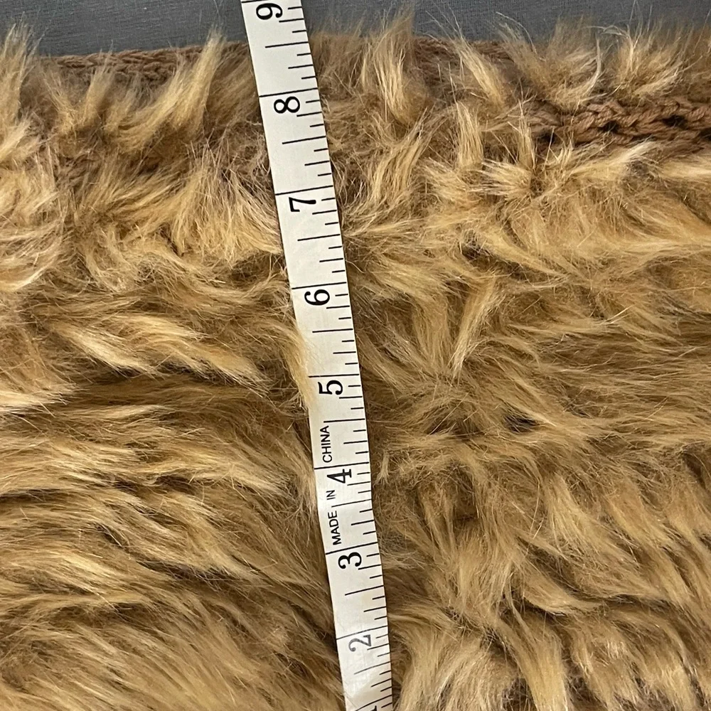 CAbi Womens Infinity Scarf One Size Beige Knit Faux Fur Trim